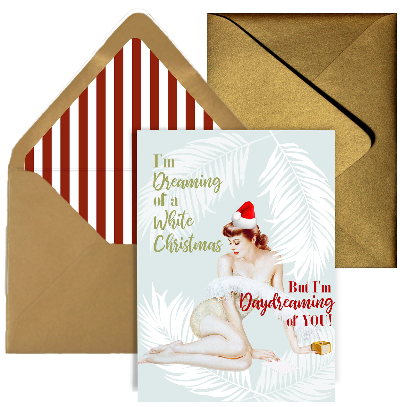 Im Dreaming of a White Christmas Vintage Pinup Holiday Greeting Card