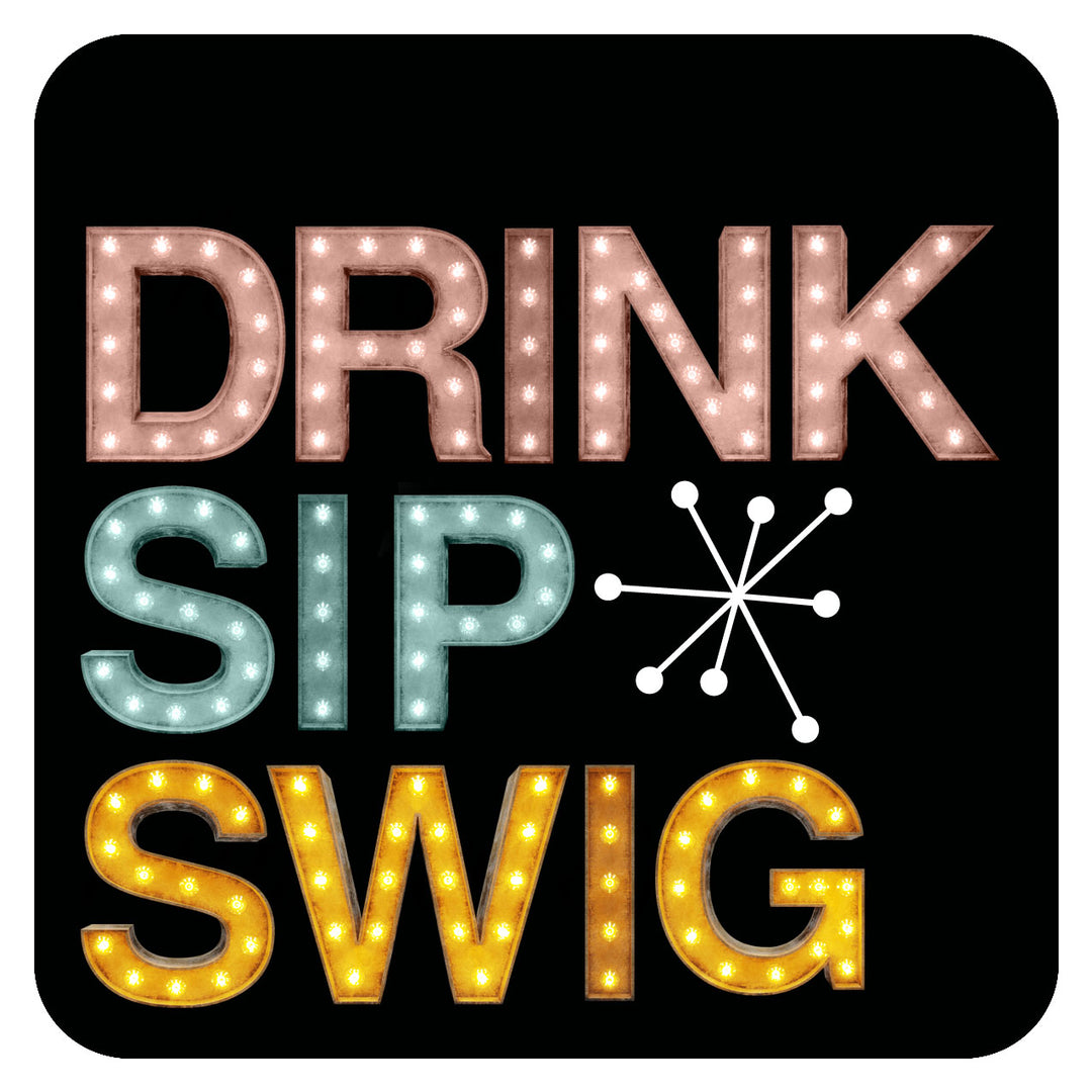 drink sip swig birthday party coasters