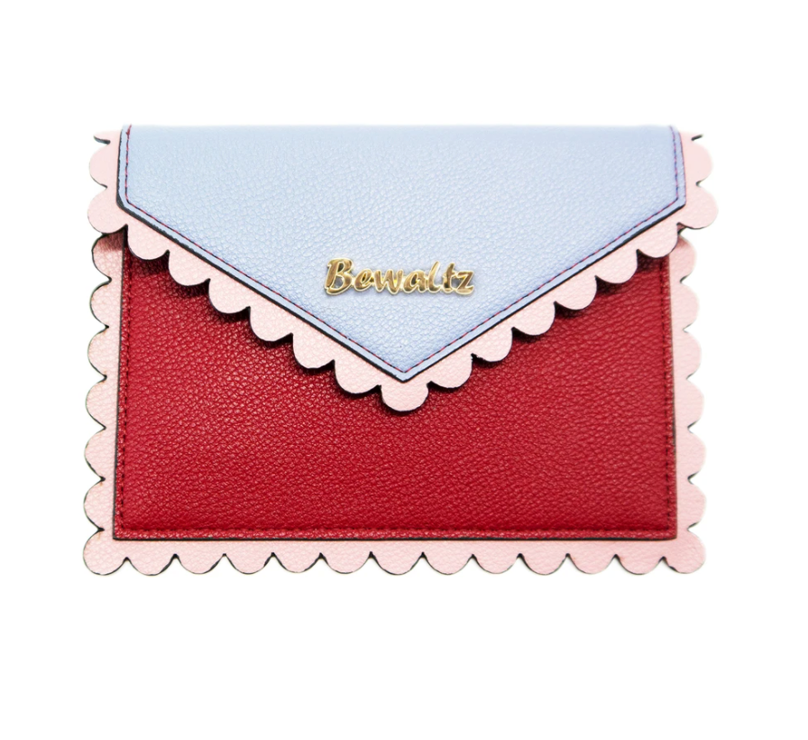 red scalloped wallet