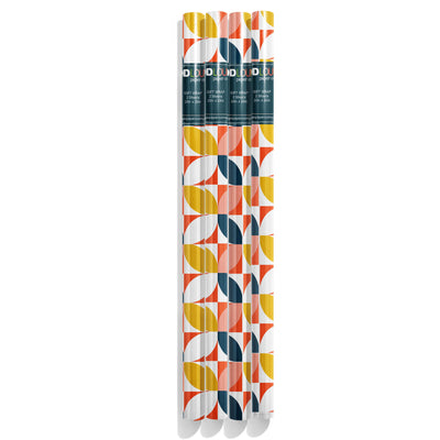 Discover a classic, timeless beauty with Four Petals Mid Century Modern Gift Wrap. Perfect for any special occasion, this gift wrap will make your present stand out with its bold shades of blush and blue and mid century modern style. Add a touch of nostalgia to your celebrations with this unique 20x29 design in tube