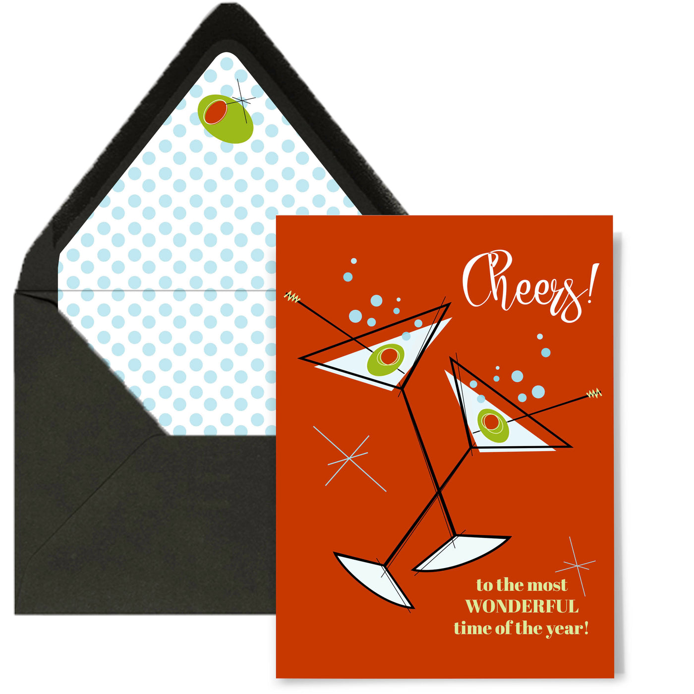 Martini Cheers Most Wonderful Time of the Year Greeting Card
