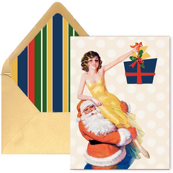 A Gift For You Vintage Pinup Holiday Greeting Card
