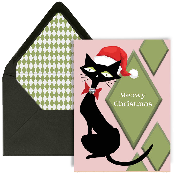 Meowy Christmas Mid Century Cat Holiday Card