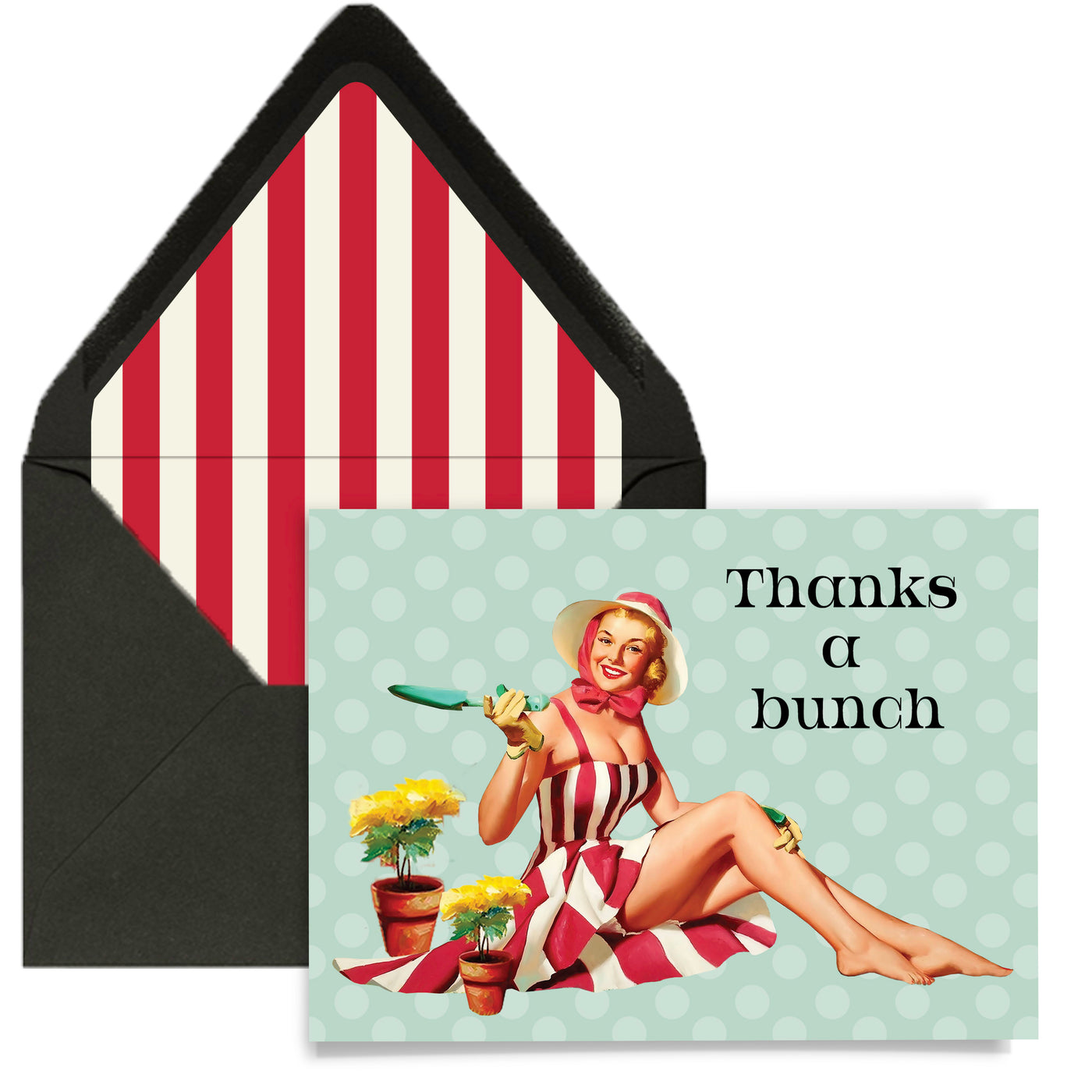 thanks a bunch vintage pinup greeting card
