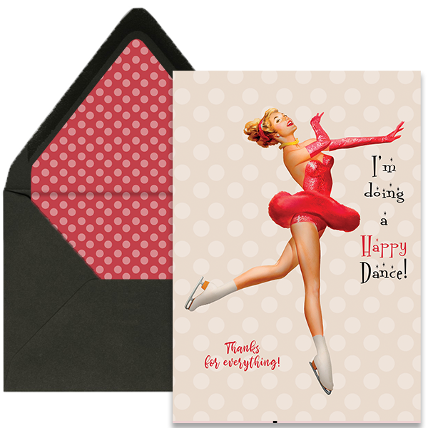 Happy Dance Vintage Pinup Greeting Card