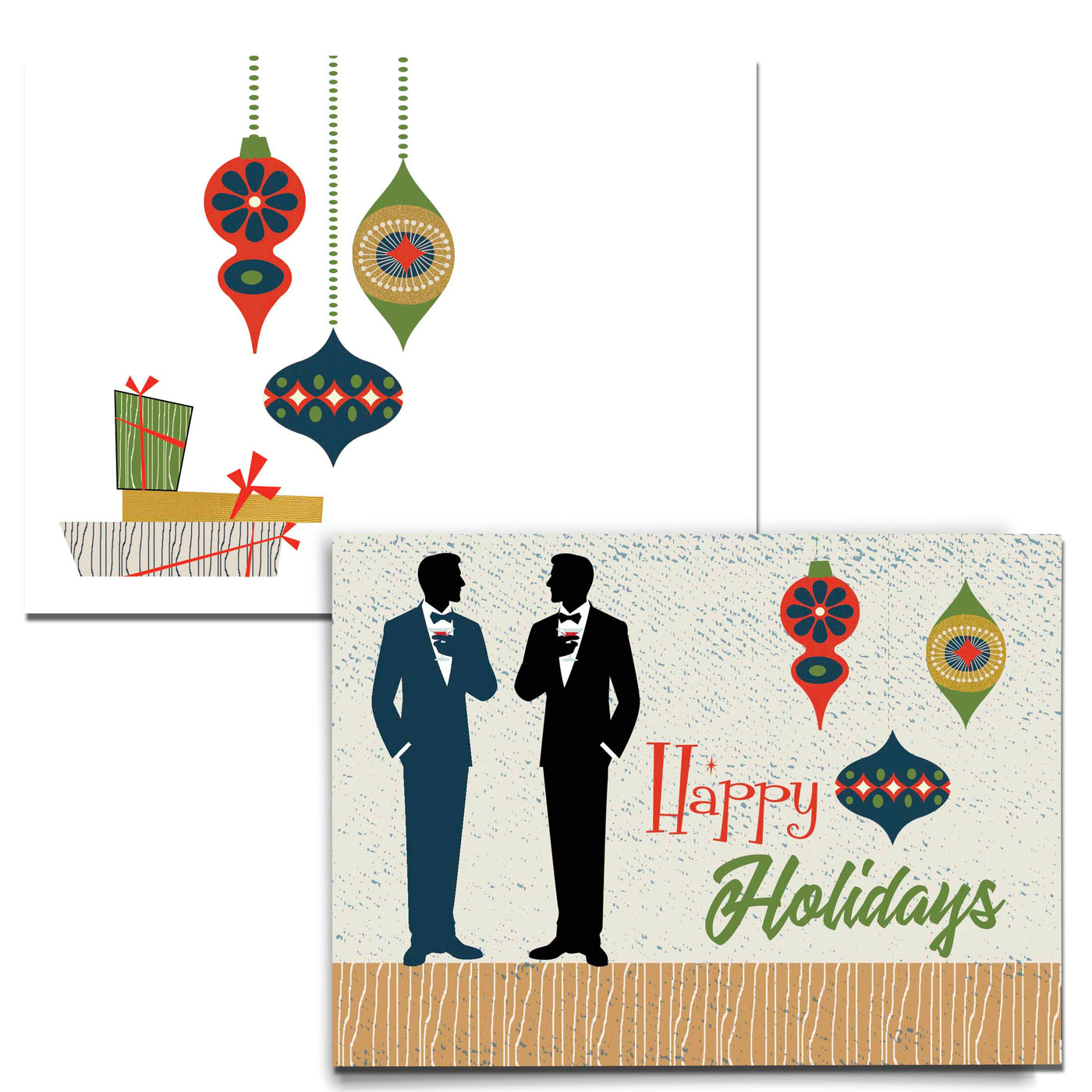 Retro Ornament Mid Century Modern Swanky Males Greeting Card Set