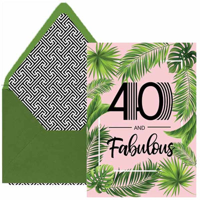 40 and Fabulous Palm Birthday Card - ModLoungePaperCompany