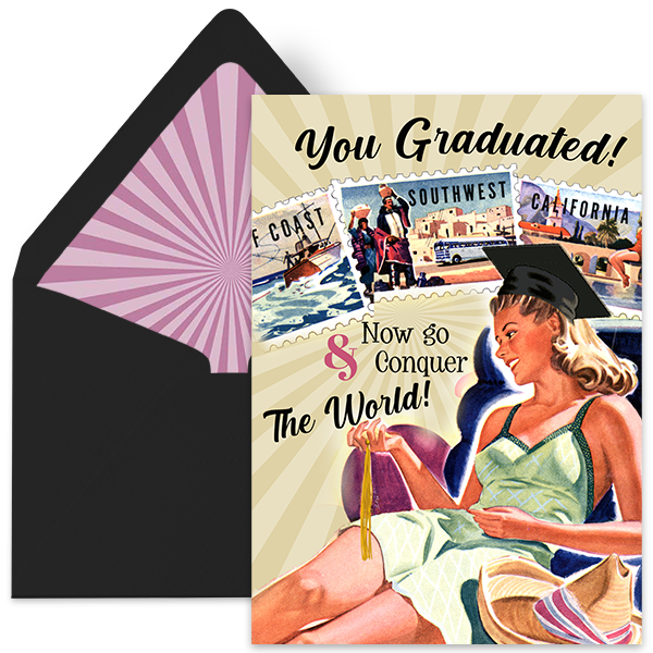 Graduate Go Conquer The World Retro Graduation Card Graduate Go Conquer The World Retro Graduation Card
