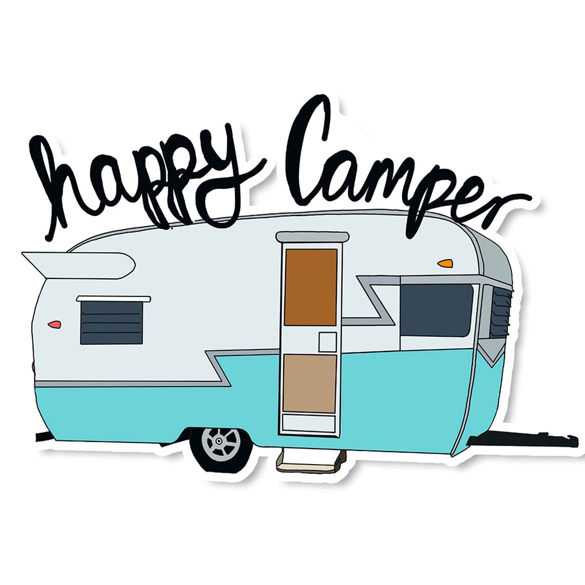 vintage happy camper vinyl waterproof sticker