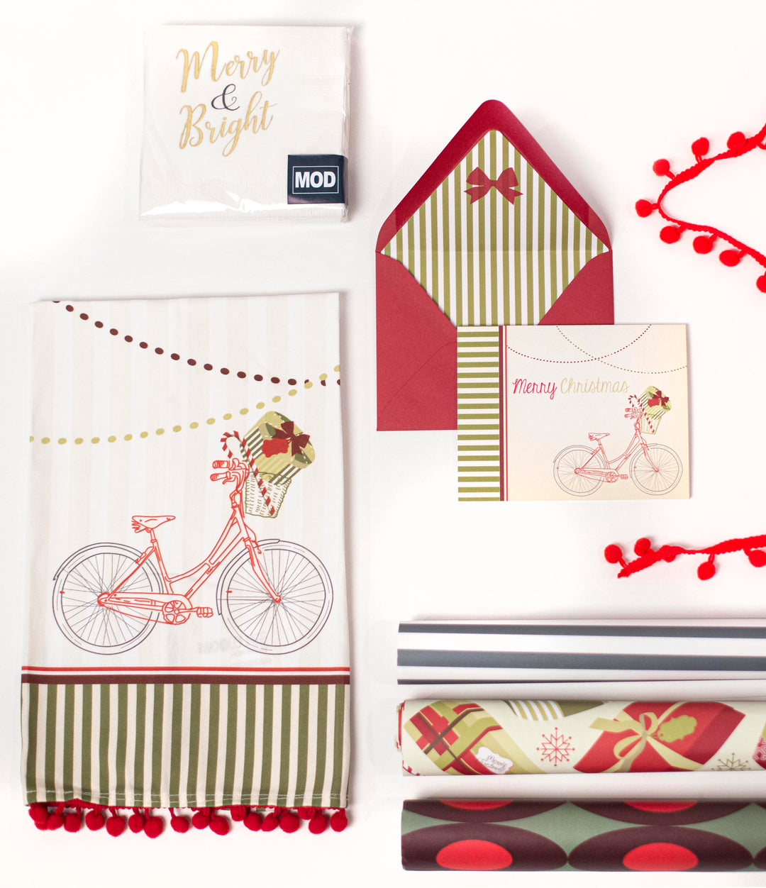 Vintage Holiday Bike Tea Towel - ModLoungePaperCompany