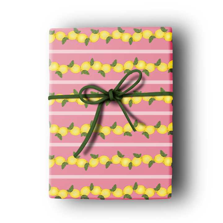Lemon Pink yellow summer beach picnic wrapping paper gift wrap craft sheets
