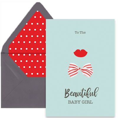 Lips and Bow Newborn Greeting Card - ModLoungePaperCompany