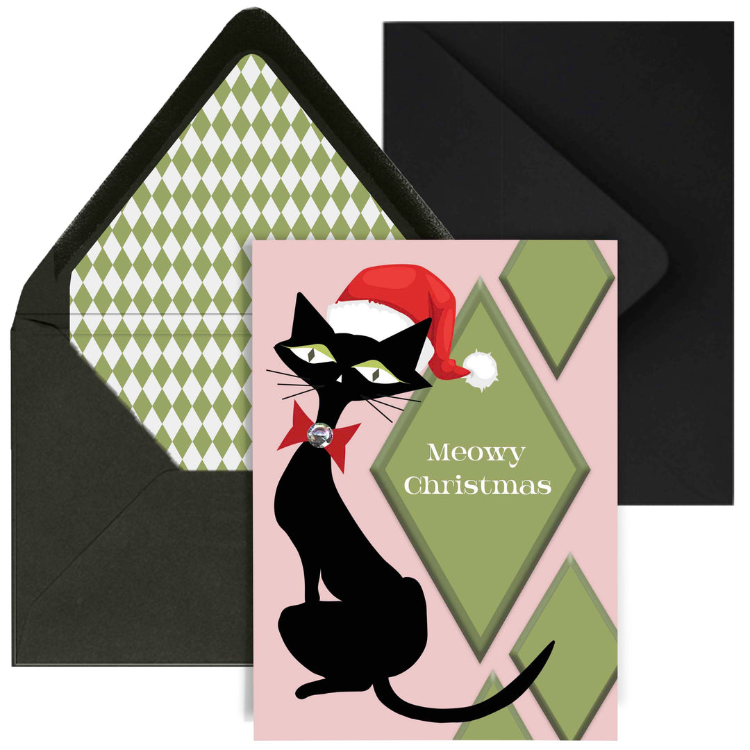 Meowy Christmas Mid Century Cat Holiday Card