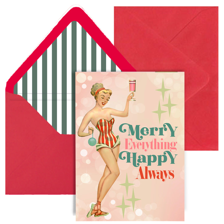 Merry Everything Happy Always Retro Greeting Card