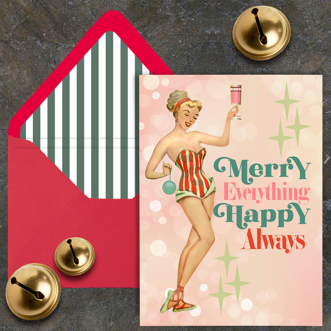 Merry Everything Happy Always Retro Greeting Card