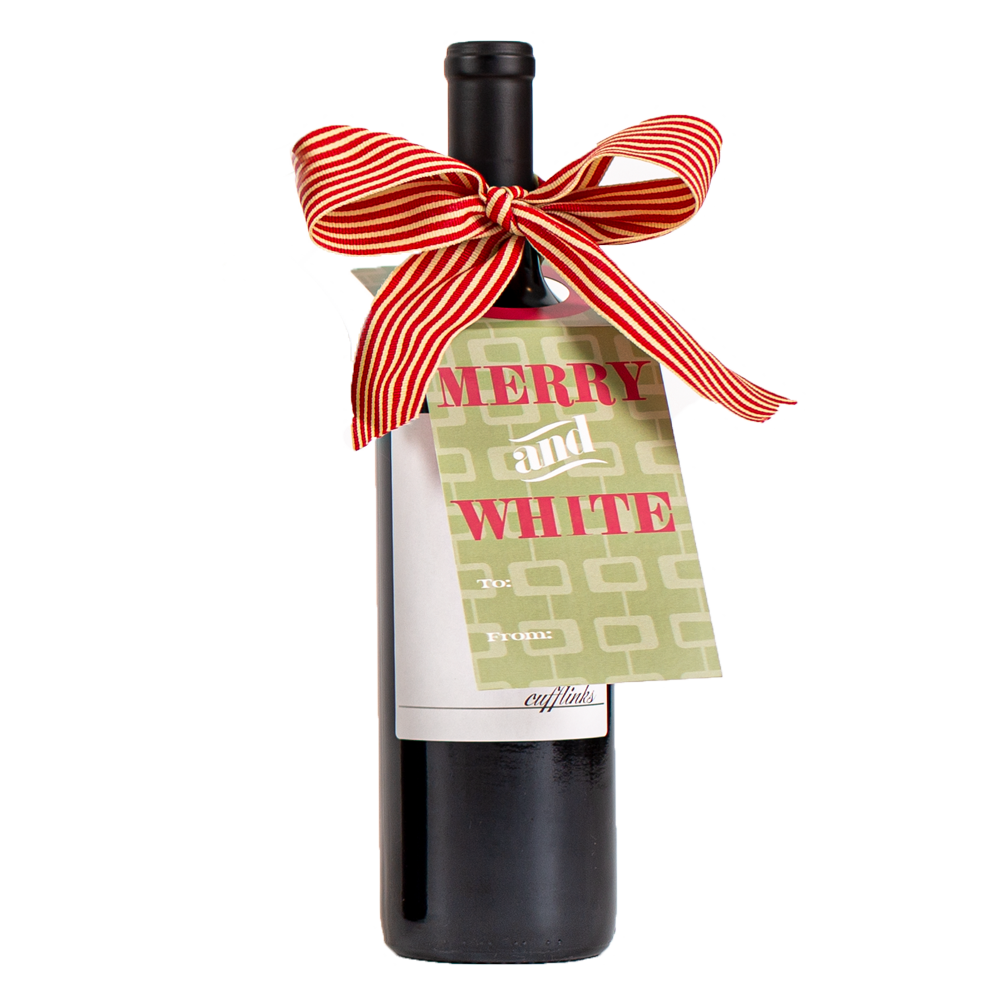 Merry & White Wine Tag - ModLoungePaperCompany