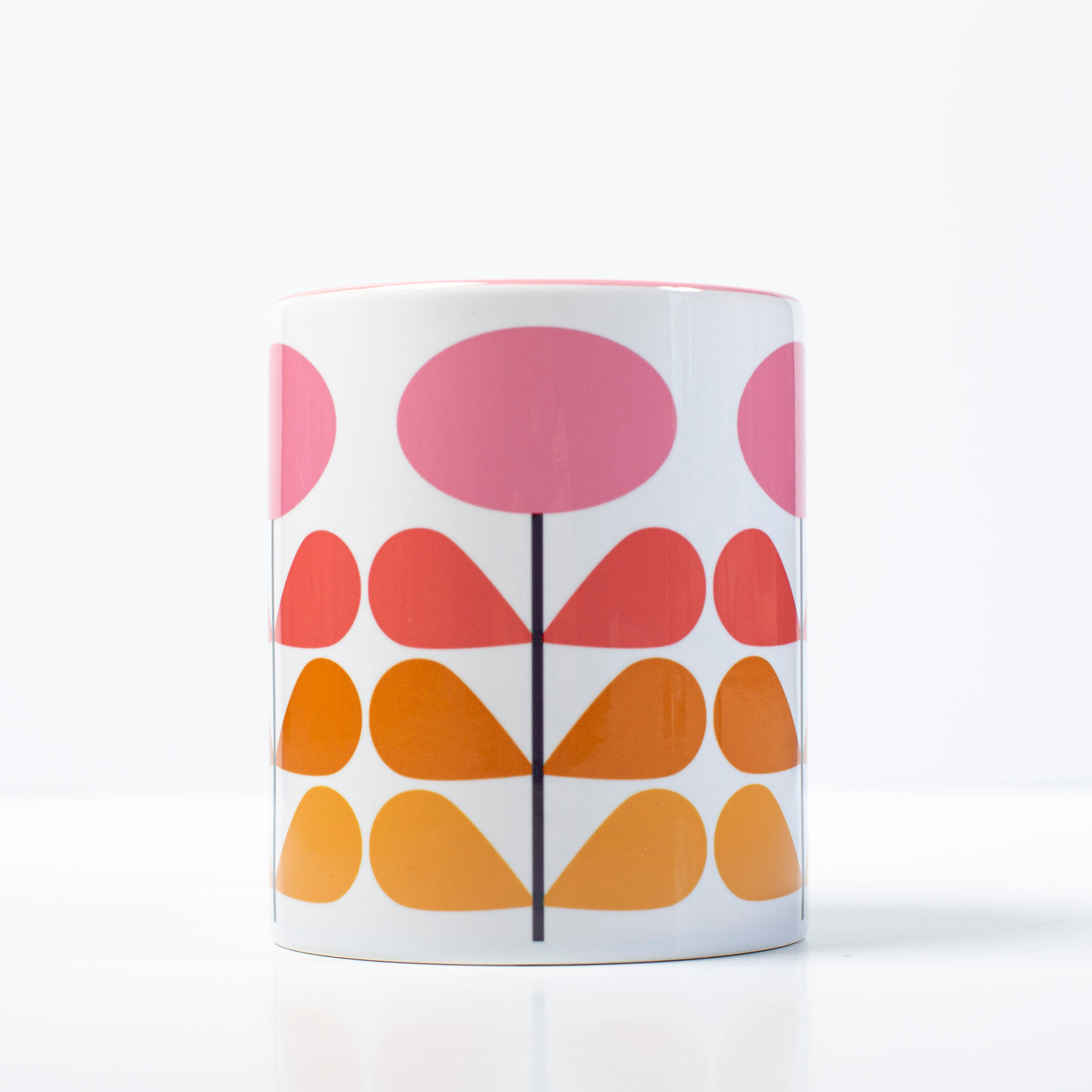 mid century modern pink flower 11 oz ceramic coffee mug