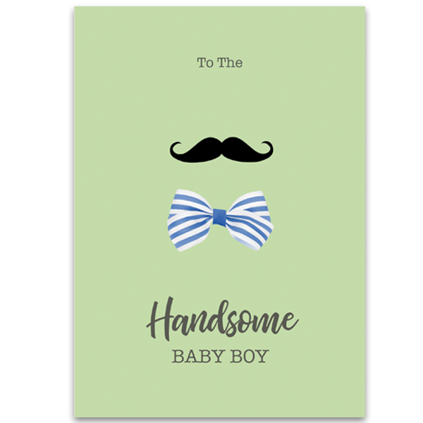 Mustache and Bow Newborn Greeting Card - ModLoungePaperCompany