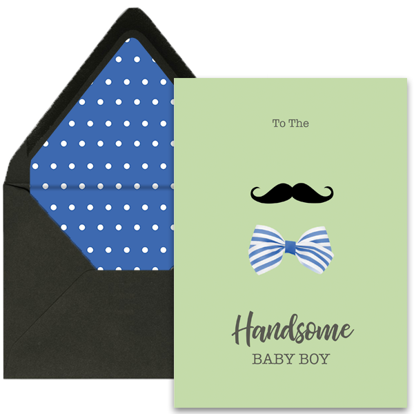 Mustache and Bow Newborn Greeting Card - ModLoungePaperCompany