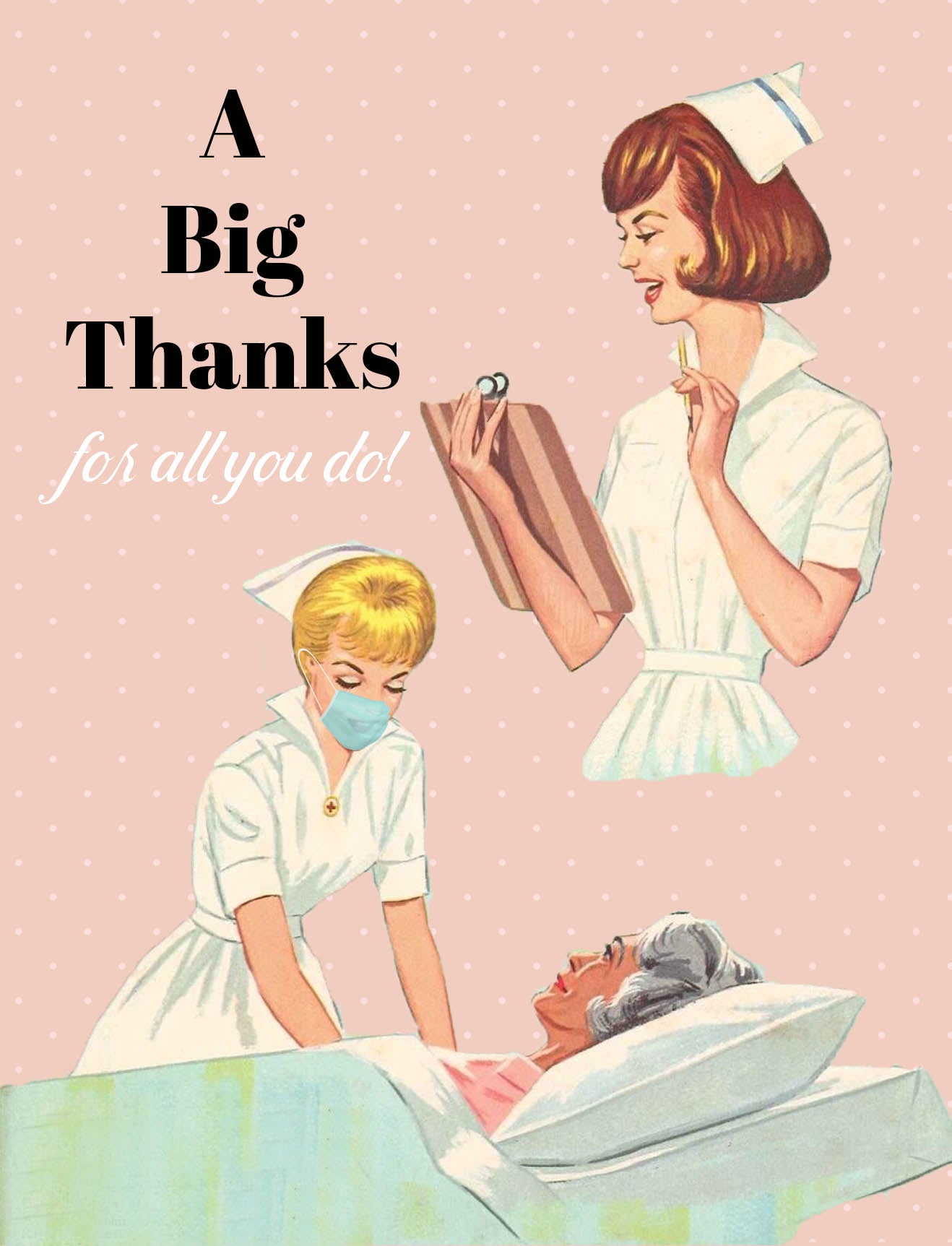 Vintage Nurse Thanks Card - ModLoungePaperCompany