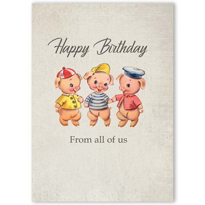 Three Little Pigs Birthday Card - ModLoungePaperCompany