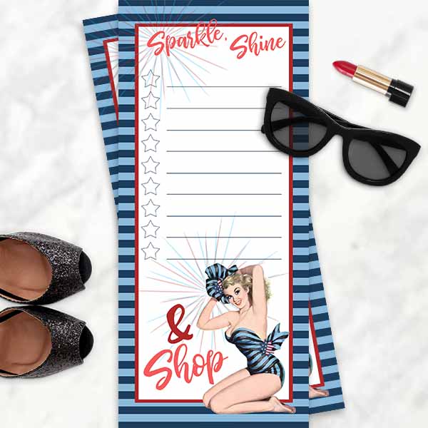 Patriotic Vintage Pinup Sparkle and Shine To Do Notepad – Mod Lounge ...