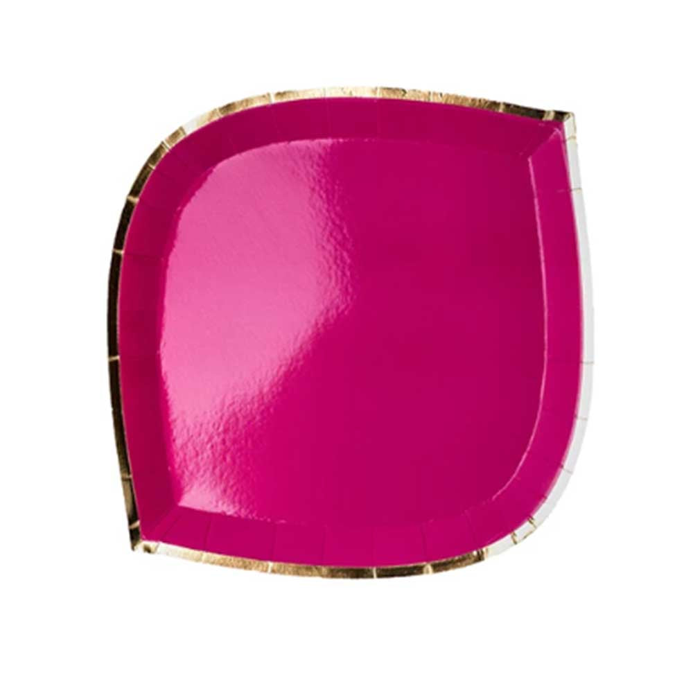 Hot Pink Pinky Pie Posh Paper Plate with Gold Trim by Jollity and Company