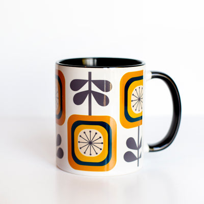 Mid Century Sunflower Flower Coffee Mug