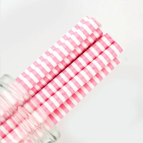 Pink and White Pinstripe Paper Straws