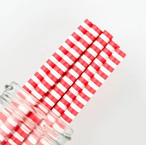 Red and White Pinstripe Paper Straws