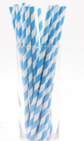 Blue and White Stripe Paper Straws