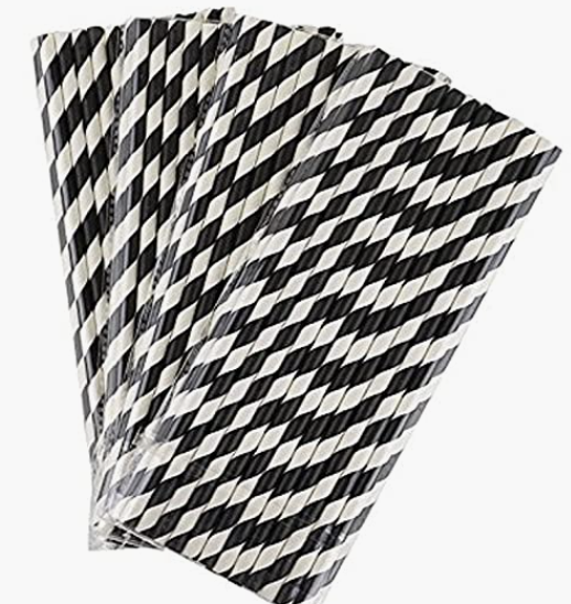 Black and White Stripe Paper Straws