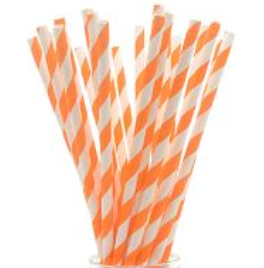 Orange and White Stripe Paper Straws