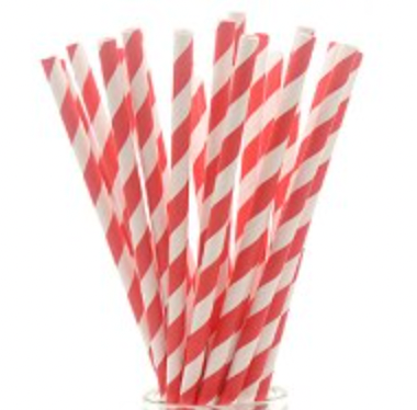 Red and White Stripe Paper Straws