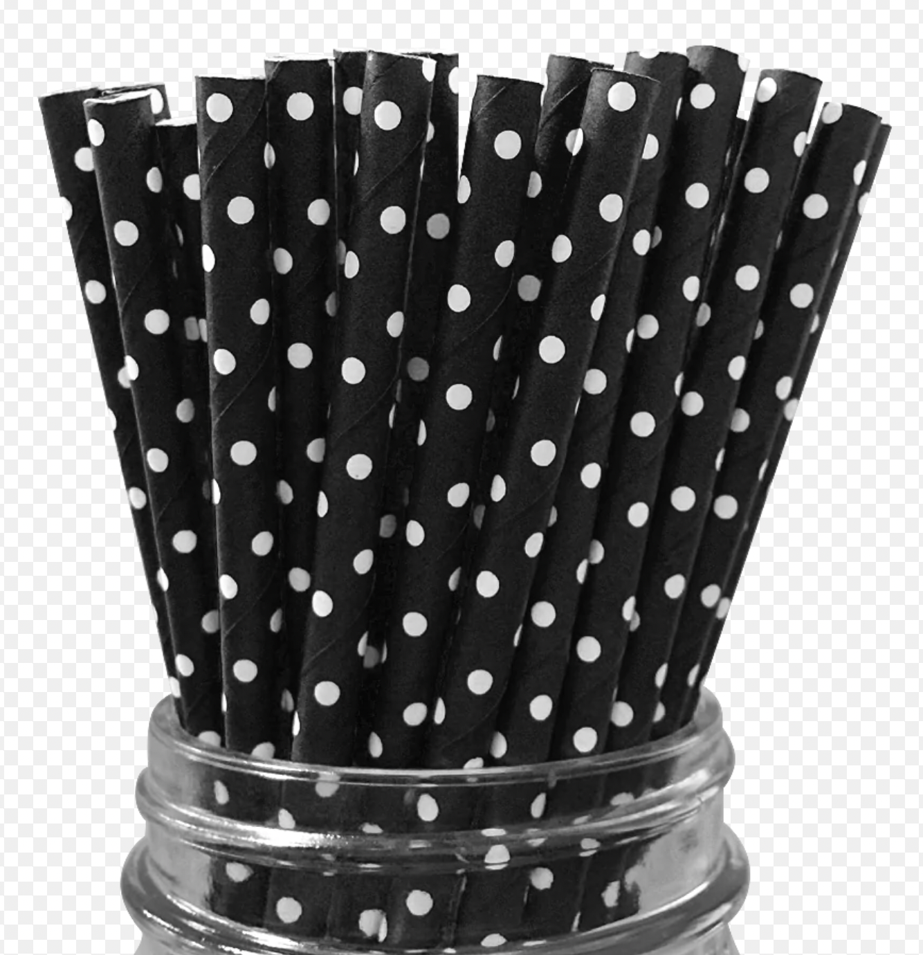 Black and White Polka Dot Paper Straws