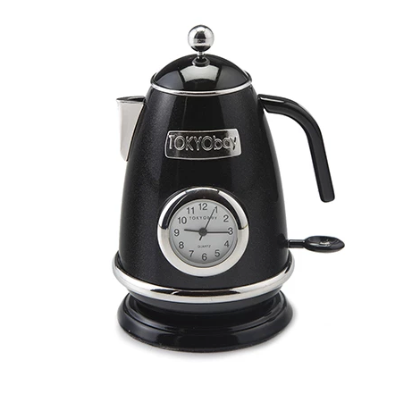 Tea Kettle Clock Black - ModLoungePaperCompany