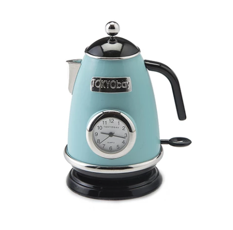 Tea Kettle Clock Light Blue - ModLoungePaperCompany