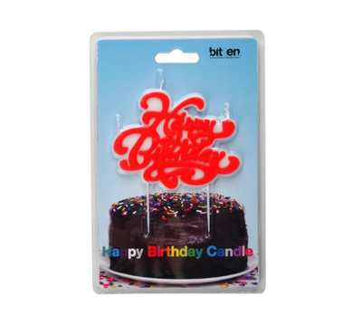Happy Birthday Script Candle Red - ModLoungePaperCompany