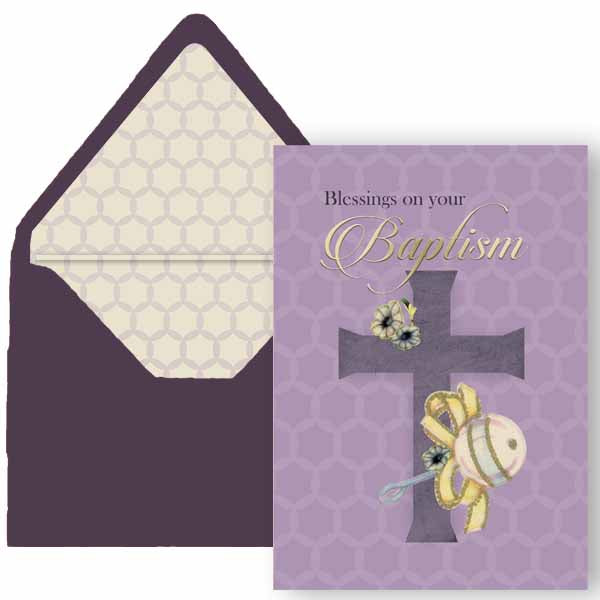 Vintage Rattle Gold Foil Baptism Card | Baptism Card with Liner – Mod ...