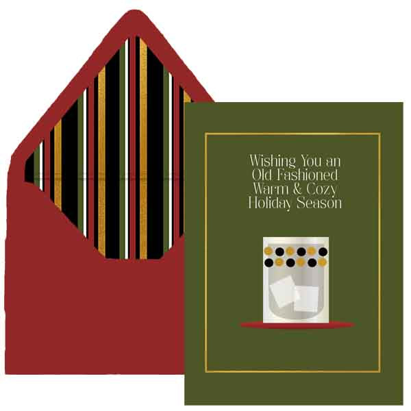 Wishing You an Old Fashioned Warm & Cozy Holiday Season Greeting Card with Foil