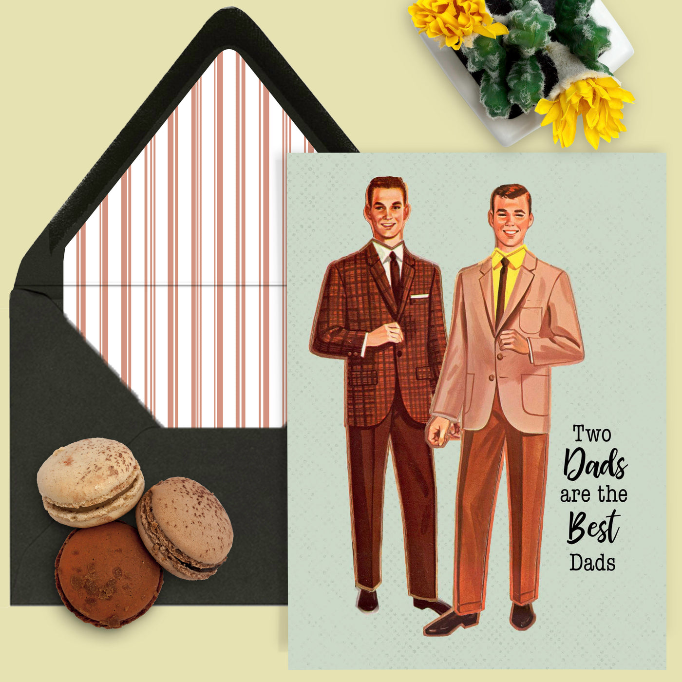 fathers day vintage greeting card two dads are the best dads with envelope liner 