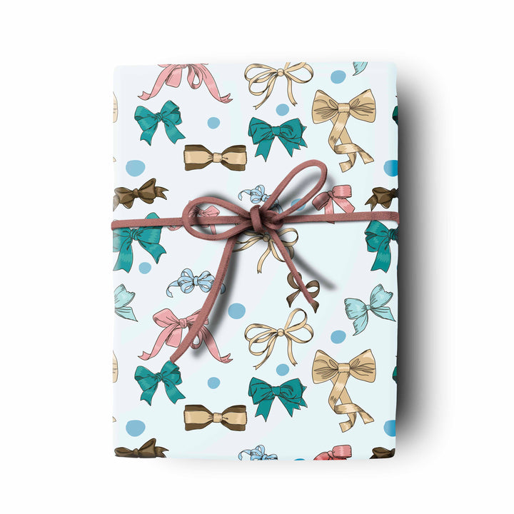 vintage bows gift wrap Pink gold brown green blue retro cute coquette craft sheets wrapping paper