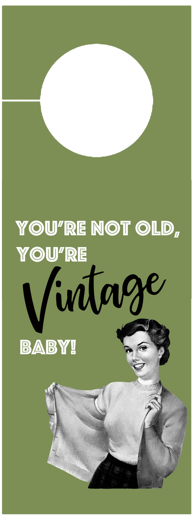 Youre not old your vintage baby retro funny housewife wine tag with bow funny gift for birthday funny wine bag carrier