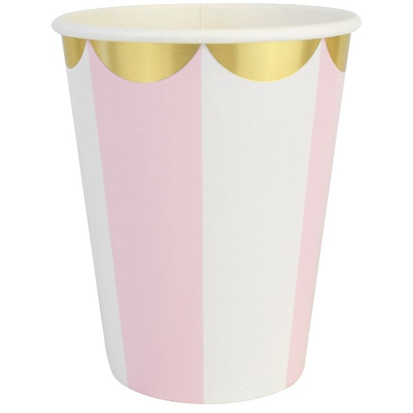 Pink and Gold Foil Circus Stripe Paper Cup