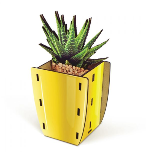 Yellow Pop Plant desk caddy mdf pen holder by fred and friends